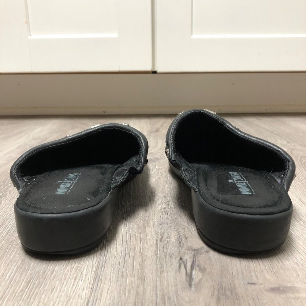 Minnetonka Women's Size 10 Black Leather Clogs Embellished Moccasins Shoes - Picture 4 of 6